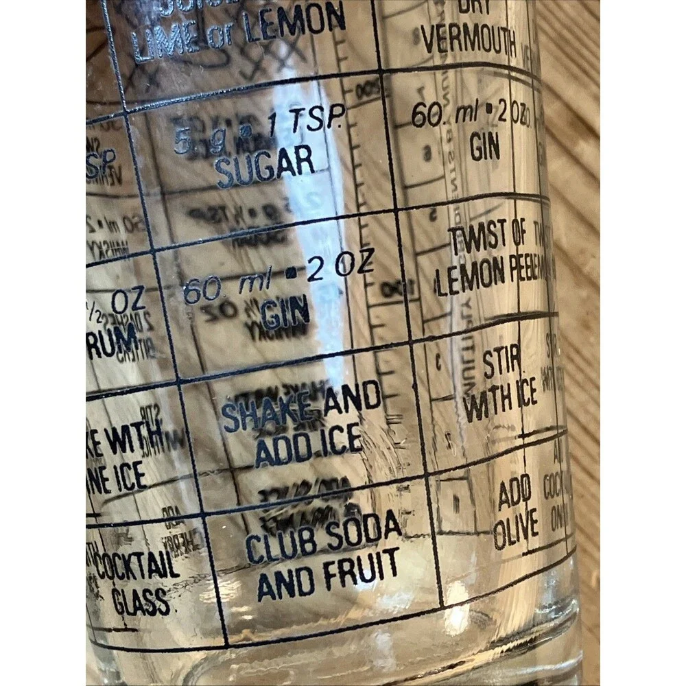VTG 50’s Irvinware USA Party Barware Drink Recipe Cocktail Mixer Shaker Glass 6”